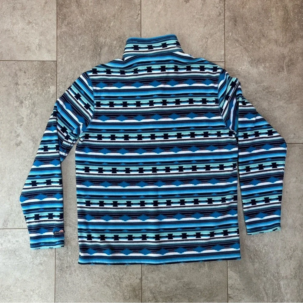 Chubbies Men's Large Fleece Quarter Zip Pullover Blue Aztec Southwestern Western